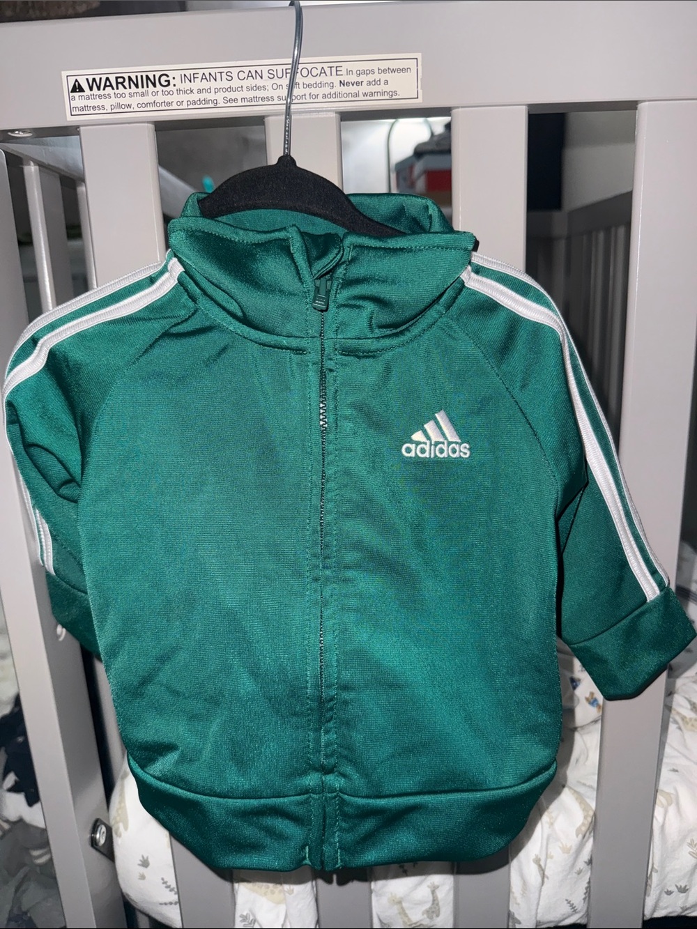 adidas Green Kids Track Jacket and Pants with White Stripes